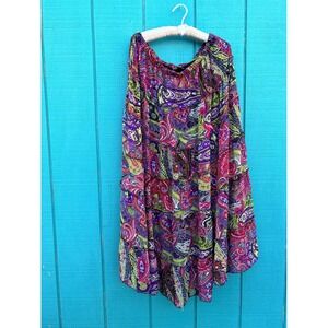 Antthony Womens 1X Paisley Tiered Maxi Skirt Multicolor Boho Flowy